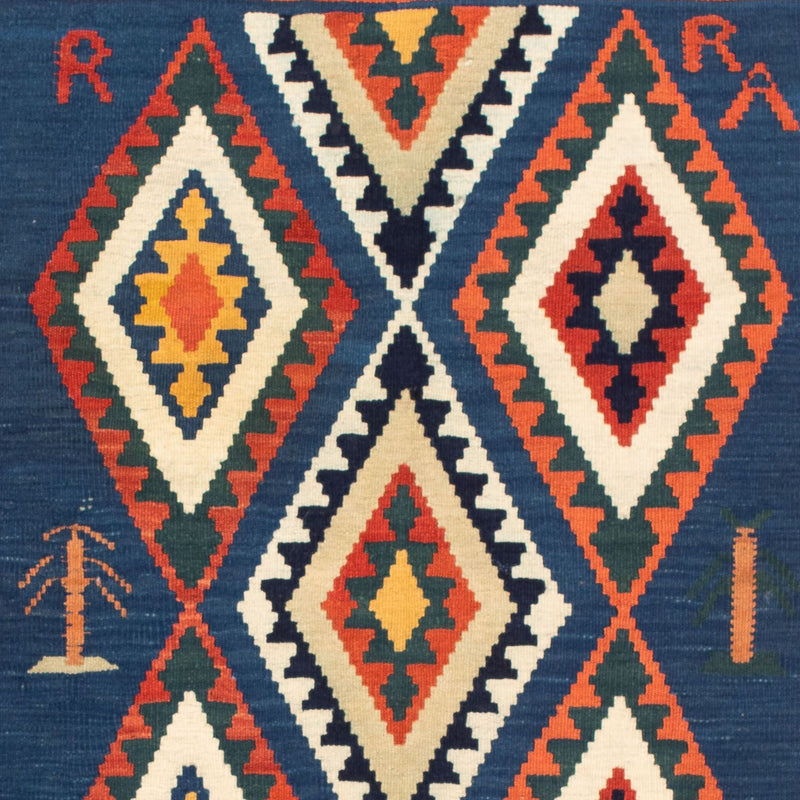 Tappeto Kelim - Orientale quadrato  - 100 x 98 cm - blu scuro