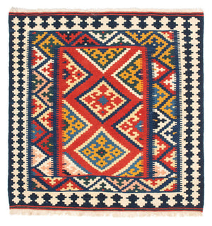 Tappeto Kelim - Orientale quadrato  - 107 x 103 cm - rosso