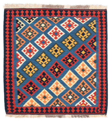 Tappeto Kelim - Orientale quadrato  - 110 x 107 cm - blu