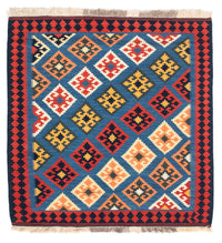 Tappeto Kelim - Orientale quadrato  - 110 x 107 cm - blu