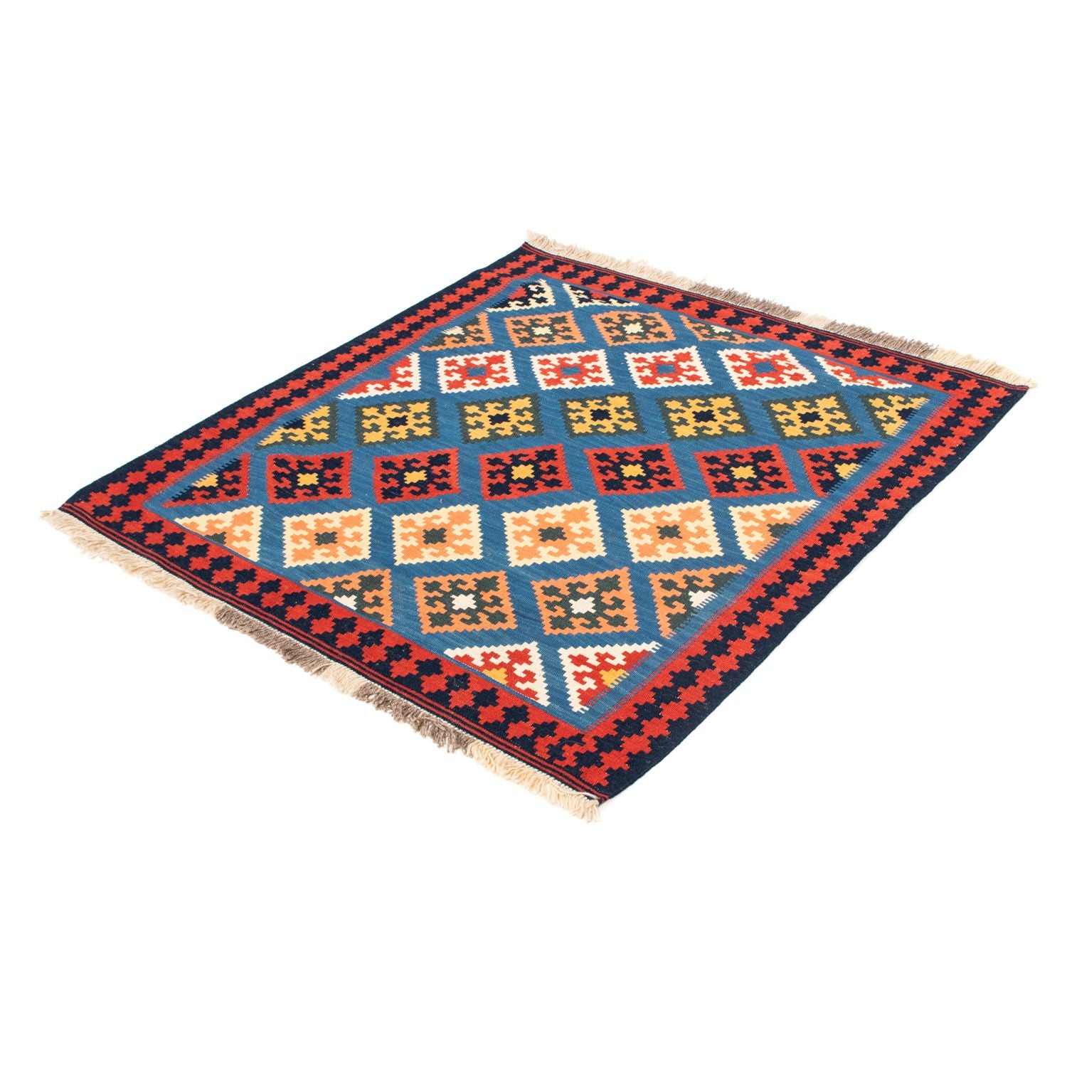 Tappeto Kelim - Orientale quadrato  - 110 x 107 cm - blu