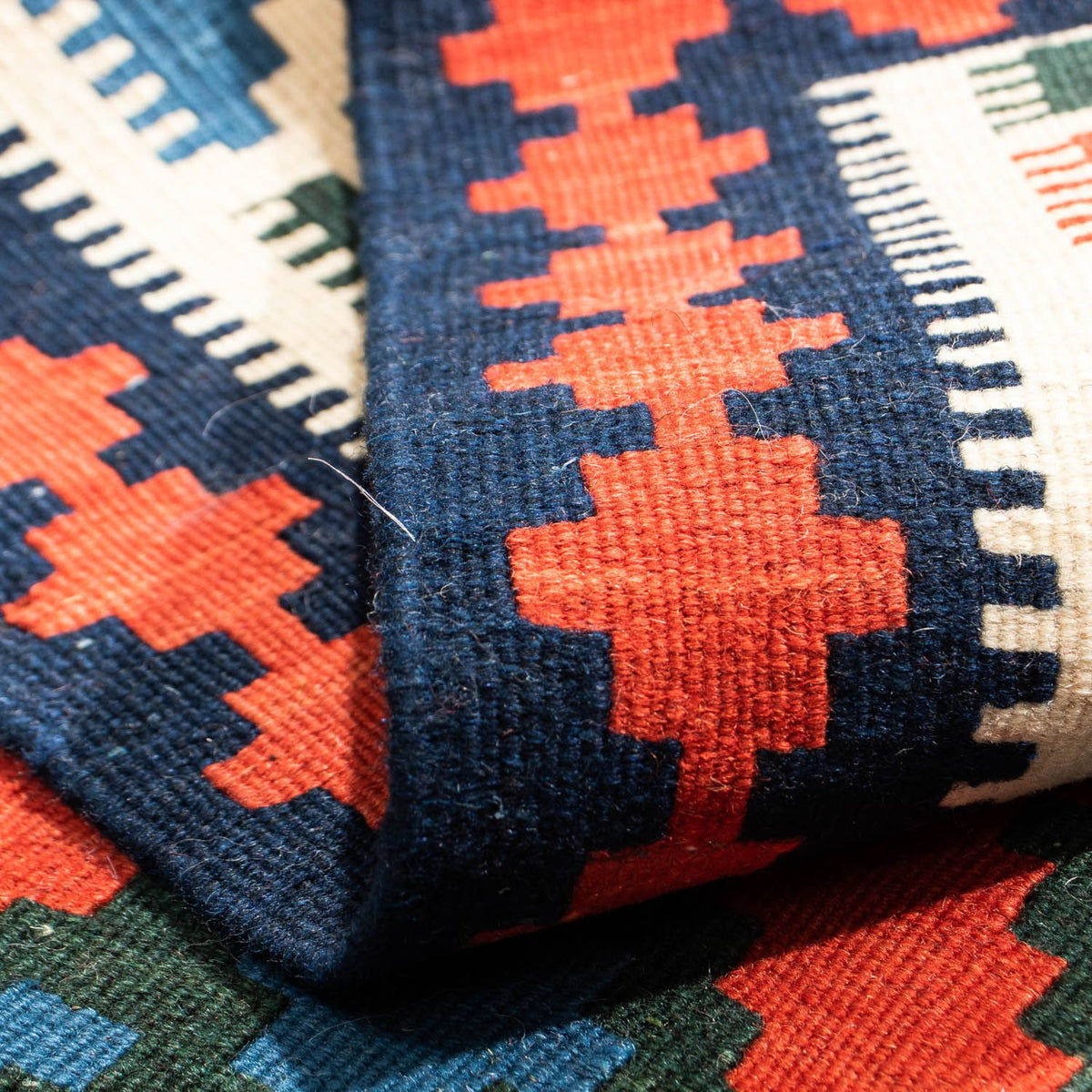 Tappeto Kelim - Orientale quadrato  - 105 x 103 cm - rosso scuro