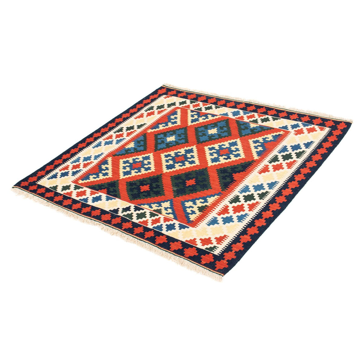 Tappeto Kelim - Orientale quadrato  - 105 x 103 cm - rosso scuro
