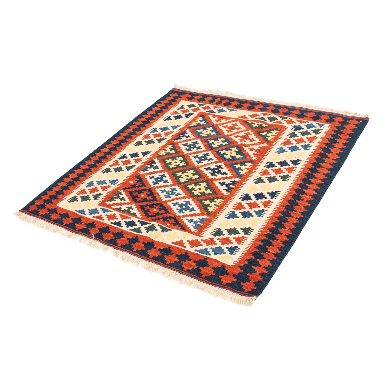 Tappeto Kelim - Orientale quadrato  - 107 x 100 cm - rosso scuro