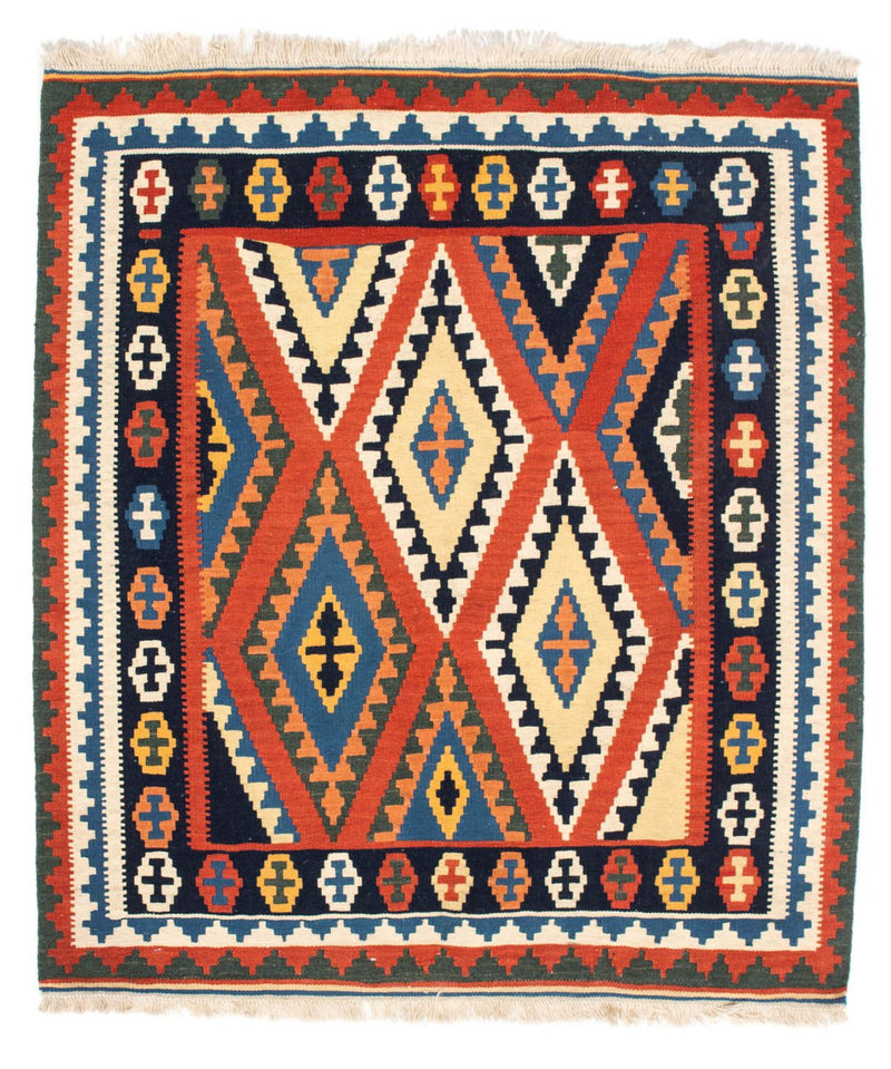 Tappeto Kelim - Orientale quadrato  - 114 x 102 cm - rosso