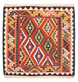 Tappeto Kelim - Orientale quadrato  - 108 x 104 cm - arancione