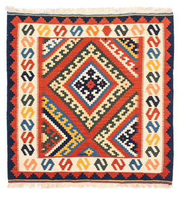 Tappeto Kelim - Orientale quadrato  - 103 x 102 cm - rosso scuro