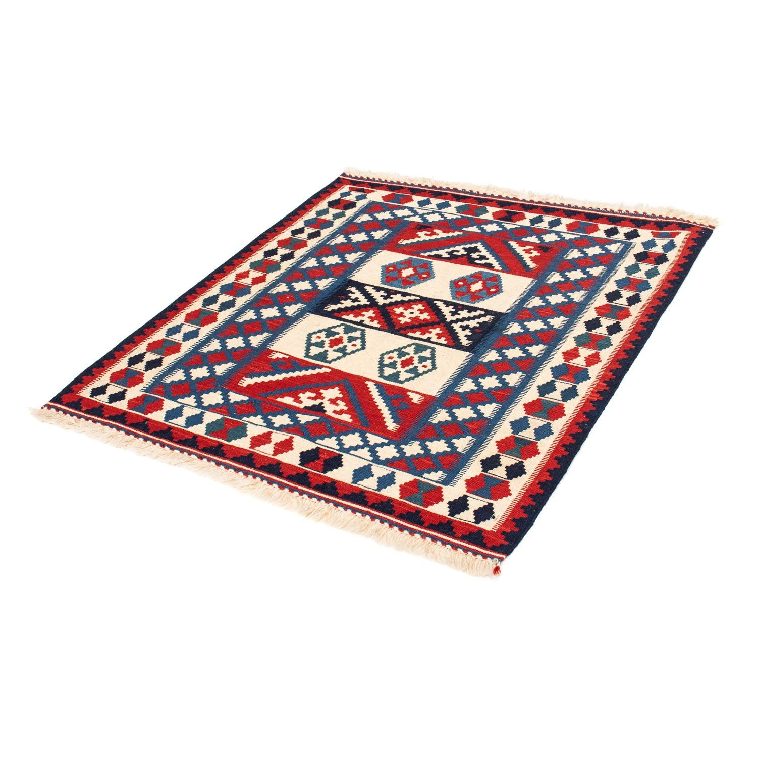Tappeto Kelim - Orientale quadrato  - 105 x 102 cm - blu scuro