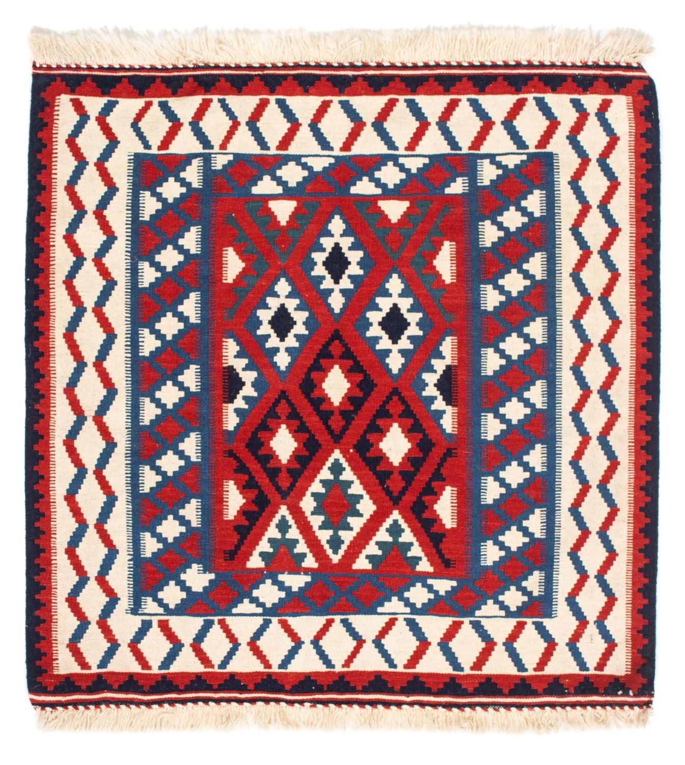 Tappeto Kelim - Orientale quadrato  - 106 x 103 cm - rosso scuro
