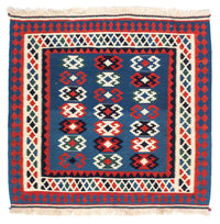 Tappeto Kelim - Orientale quadrato  - 100 x 98 cm - blu scuro