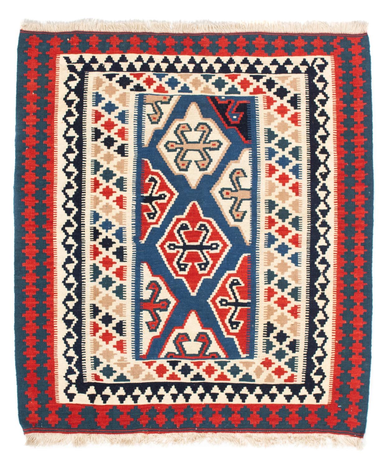 Tappeto Kelim - Orientale quadrato  - 125 x 110 cm - blu