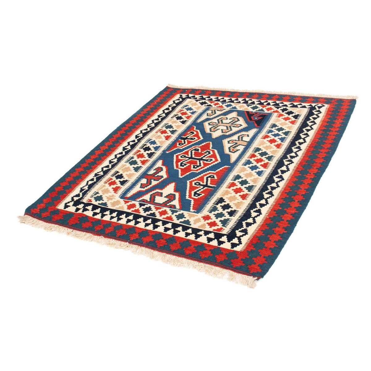 Tappeto Kelim - Orientale quadrato  - 125 x 110 cm - blu
