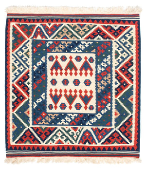 Tappeto Kelim - Orientale quadrato  - 117 x 102 cm - blu scuro