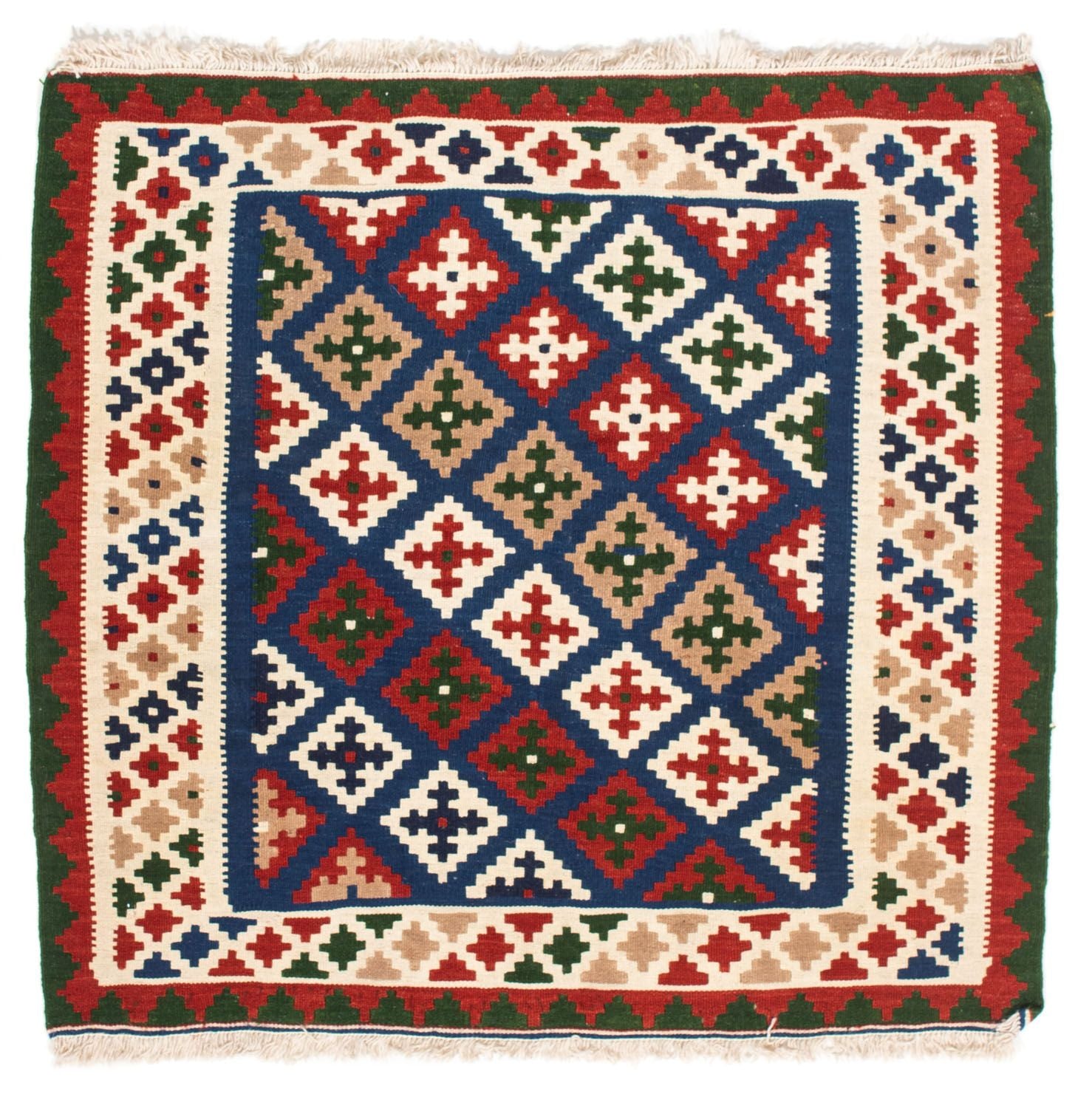 Tappeto Kelim - Orientale quadrato  - 103 x 100 cm - blu scuro