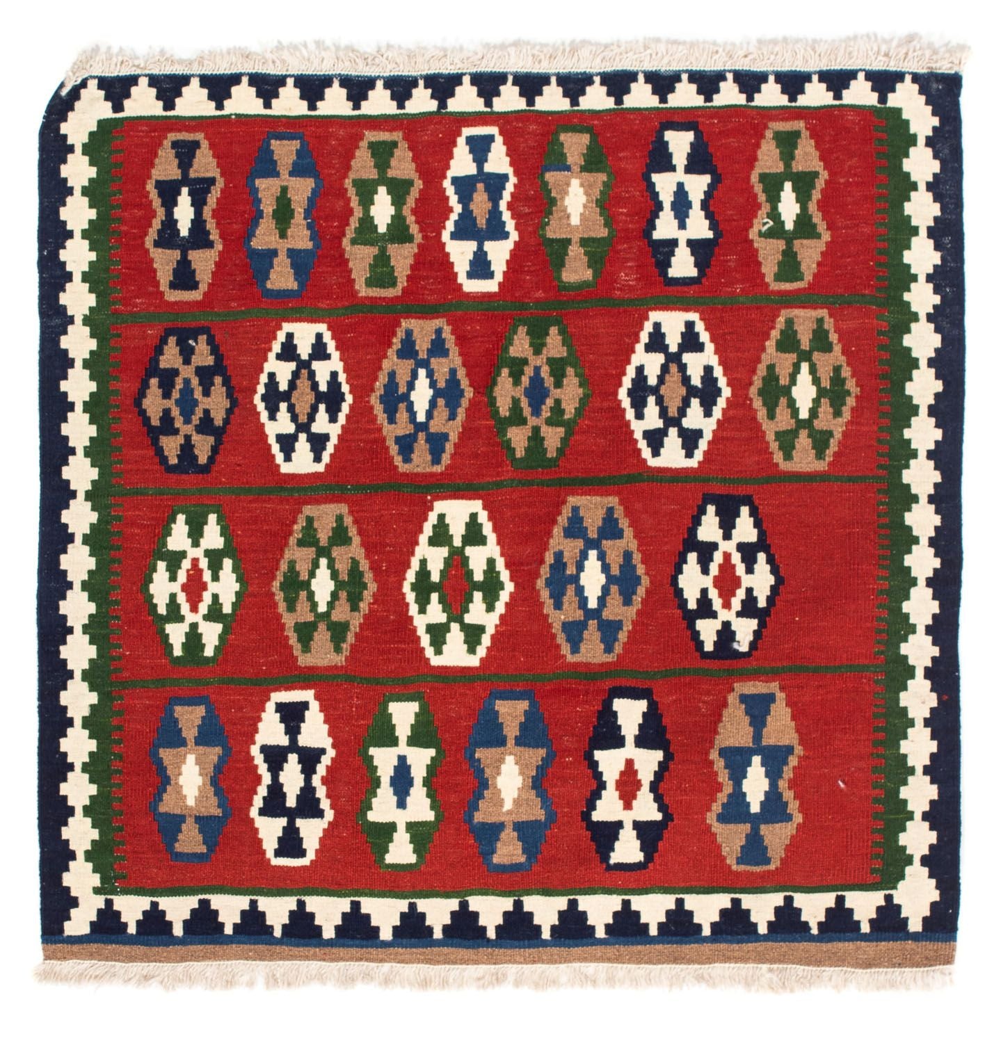 Tappeto Kelim - Orientale quadrato  - 100 x 98 cm - rosso scuro