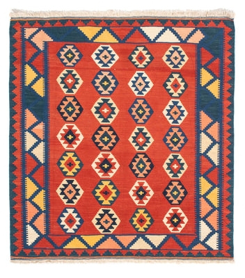 Tappeto Kelim - Orientale quadrato  - 106 x 99 cm - rosso scuro