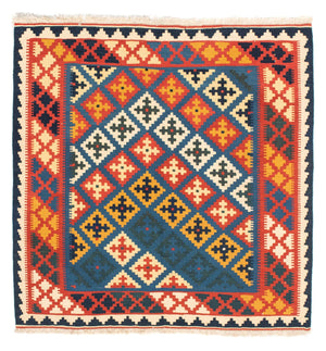Tappeto Kelim - Orientale quadrato  - 104 x 100 cm - blu scuro