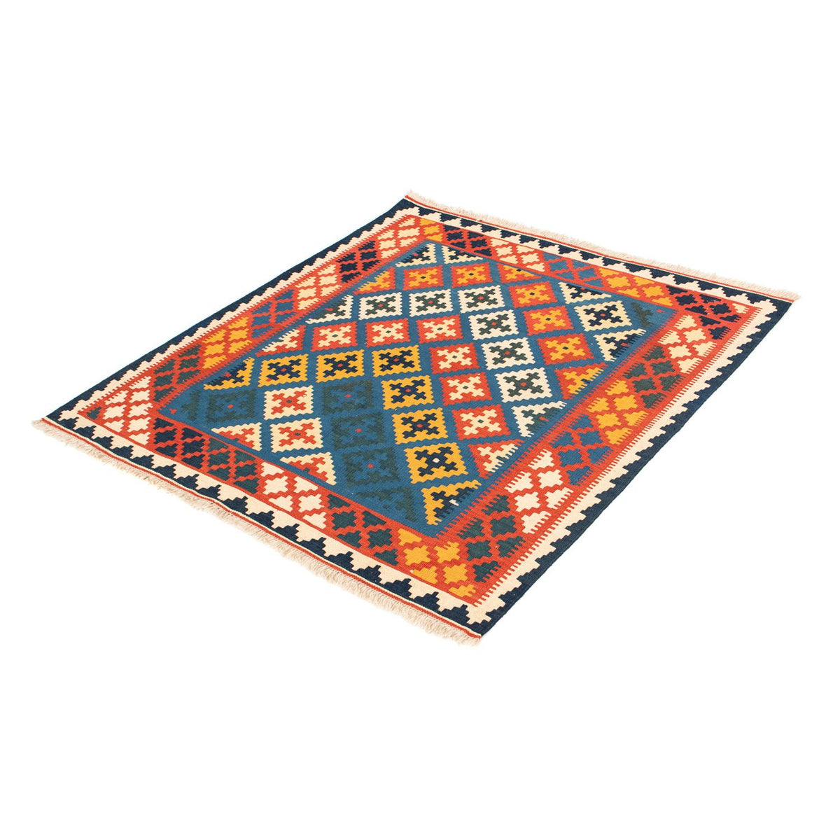 Tappeto Kelim - Orientale quadrato  - 104 x 100 cm - blu scuro