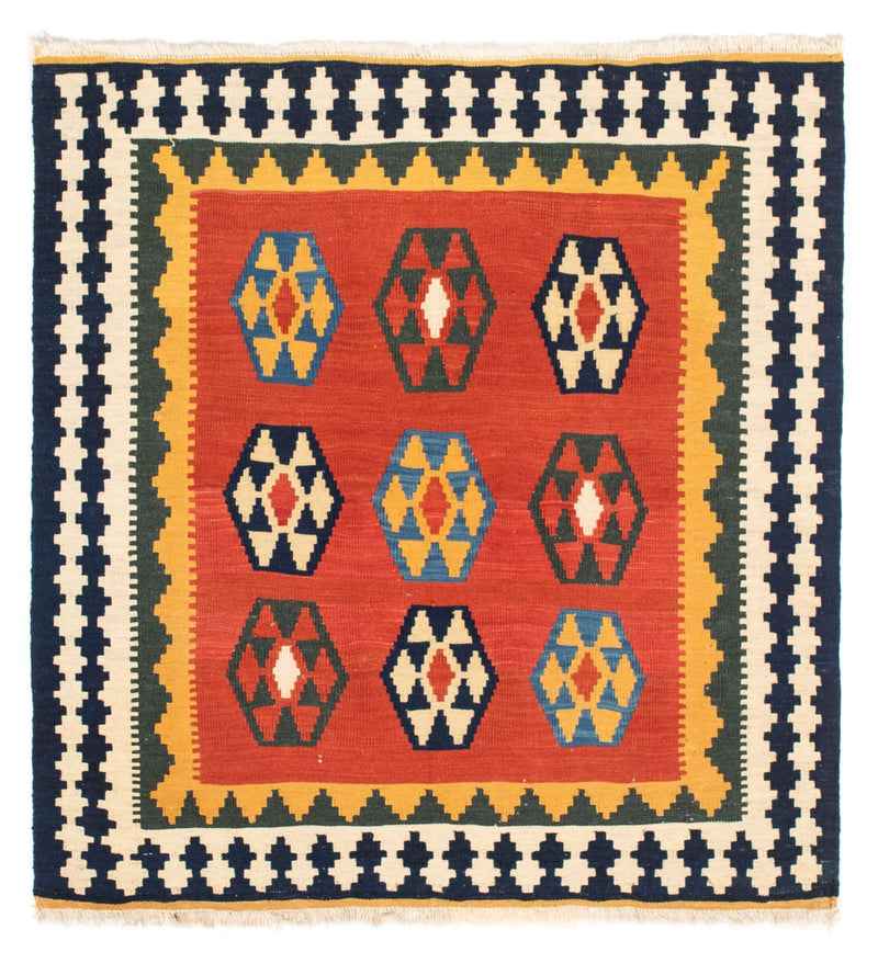 Tappeto Kelim - Orientale quadrato  - 105 x 100 cm - rosso scuro