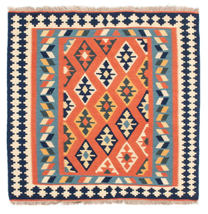 Tappeto Kelim - Orientale quadrato  - 104 x 104 cm - ruggine
