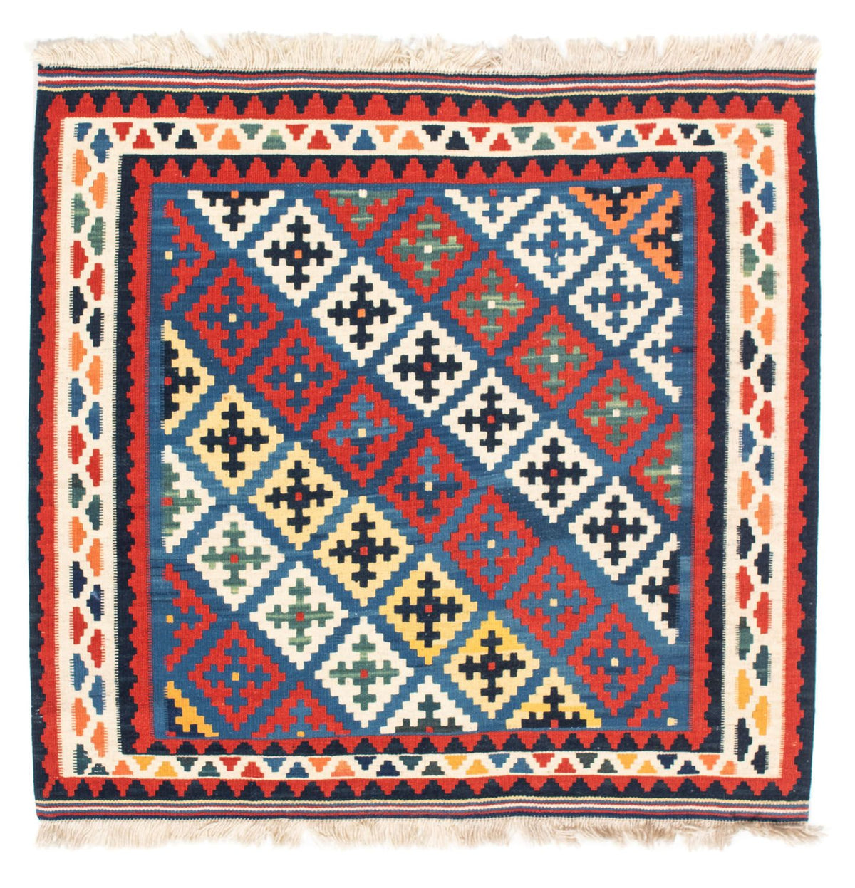 Tappeto Kelim - Orientale quadrato  - 104 x 97 cm - blu
