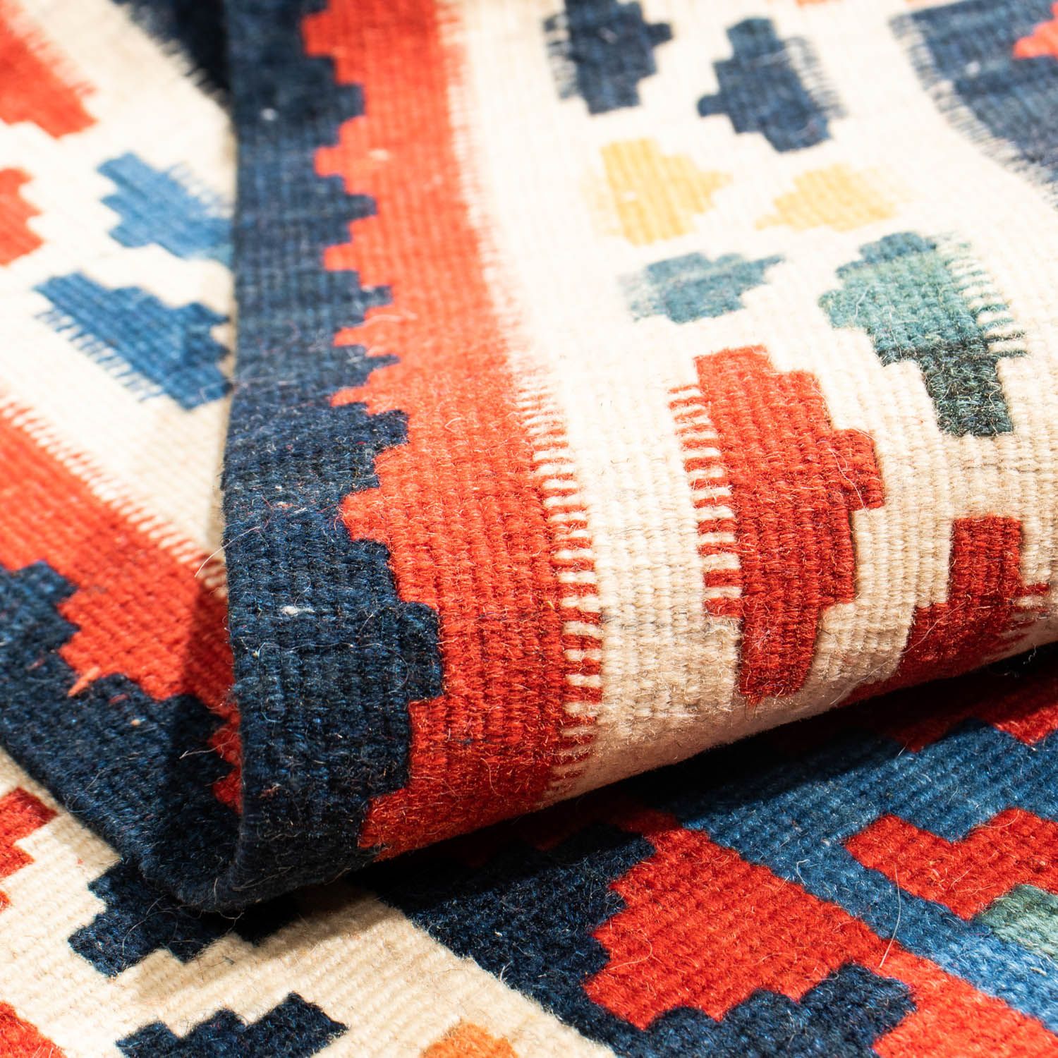 Tappeto Kelim - Orientale quadrato  - 104 x 97 cm - blu