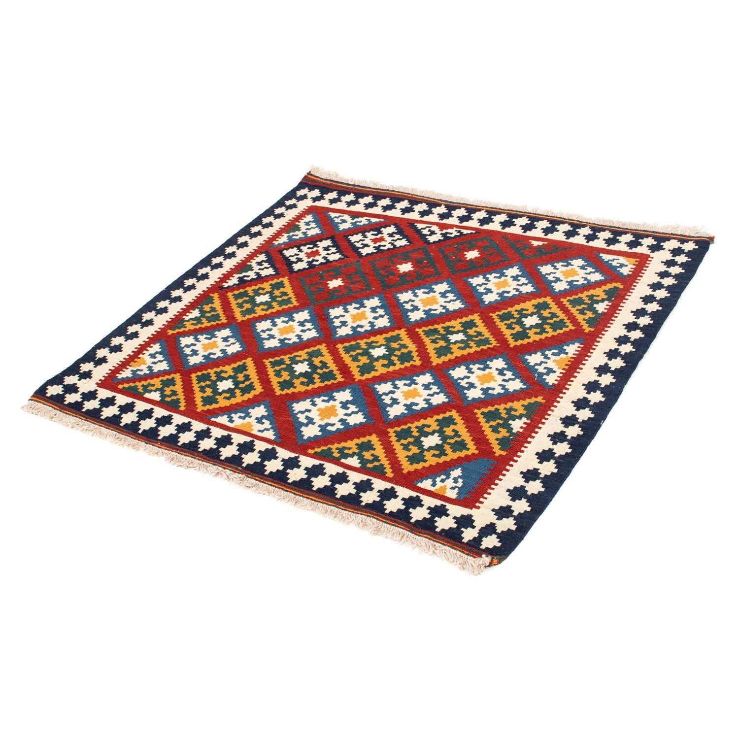 Tappeto Kelim - Orientale quadrato  - 100 x 97 cm - rosso scuro
