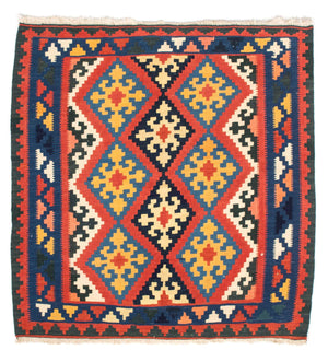 Tappeto Kelim - Orientale quadrato  - 102 x 101 cm - rosso