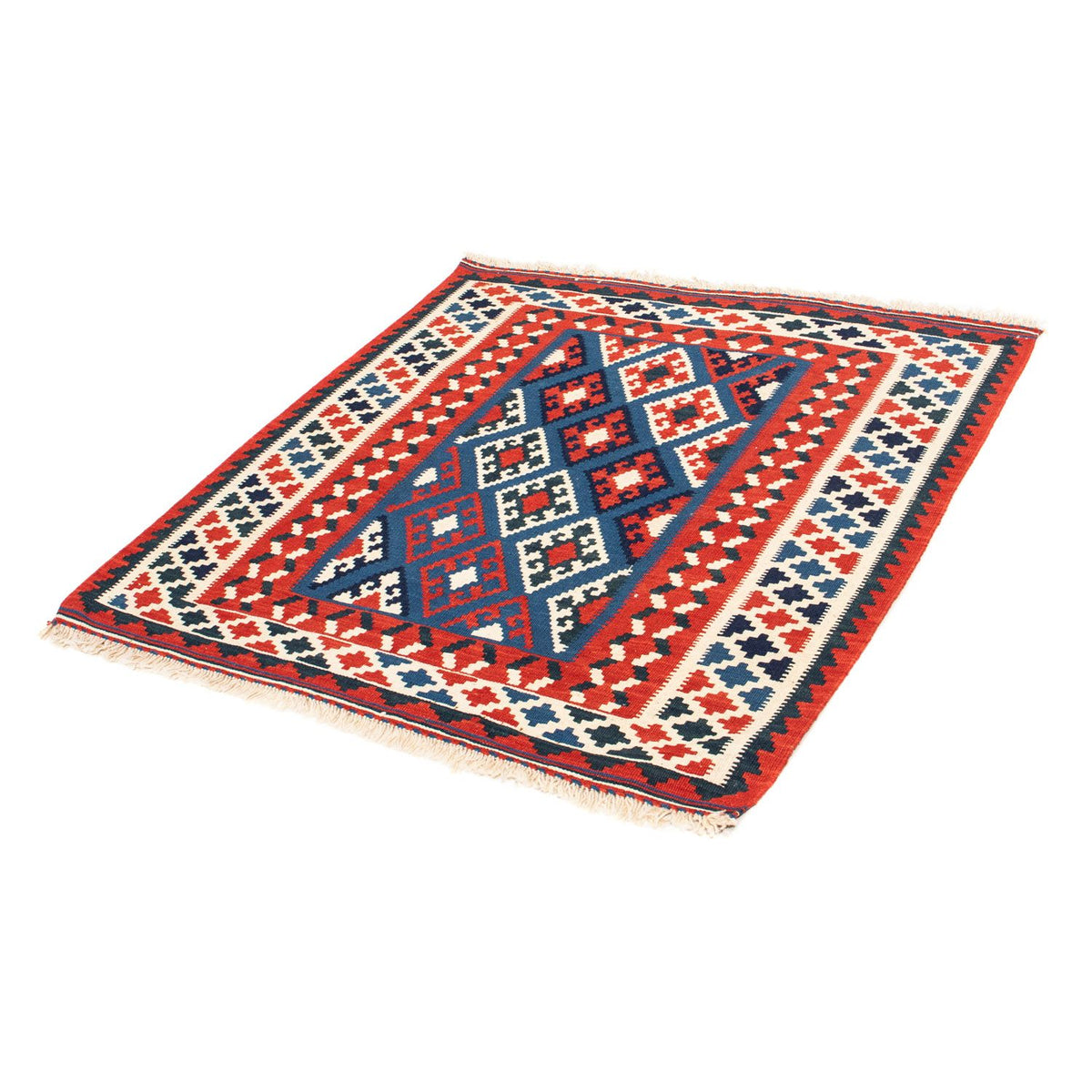Tappeto Kelim - Orientale quadrato  - 104 x 100 cm - blu scuro