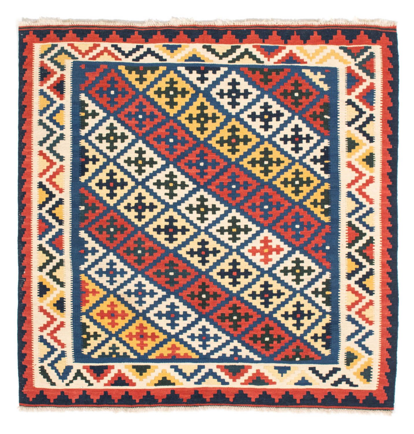 Tappeto Kelim - Orientale quadrato  - 104 x 102 cm - blu