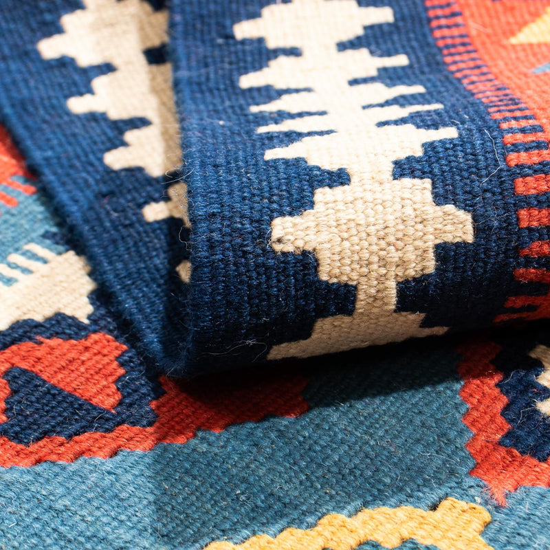Tappeto Kelim - Orientale quadrato  - 101 x 99 cm - blu scuro