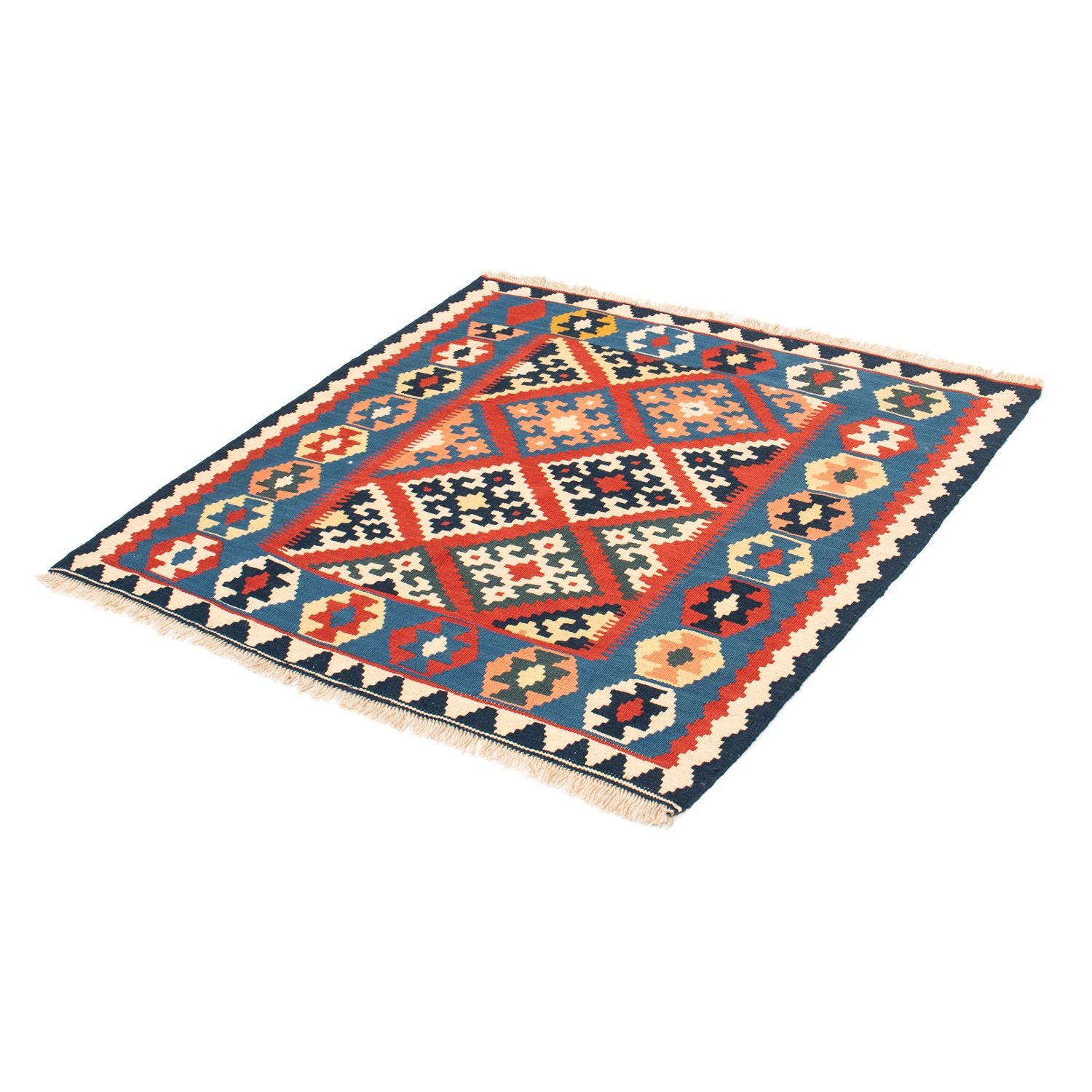 Tappeto Kelim - Orientale quadrato  - 105 x 101 cm - rosso scuro