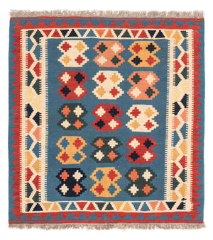 Tappeto Kelim - Orientale quadrato  - 107 x 101 cm - blu mare