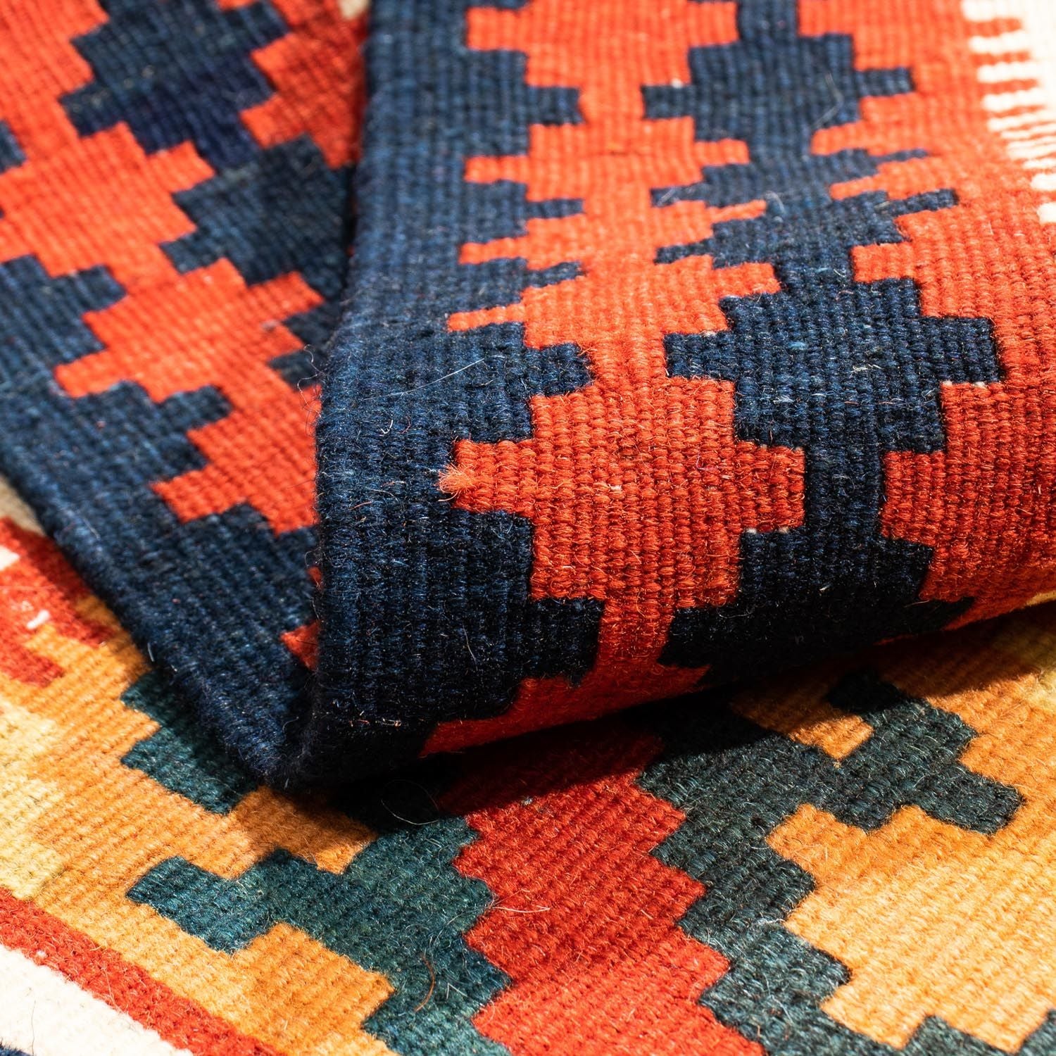 Tappeto Kelim - Orientale quadrato  - 101 x 93 cm - rosso scuro