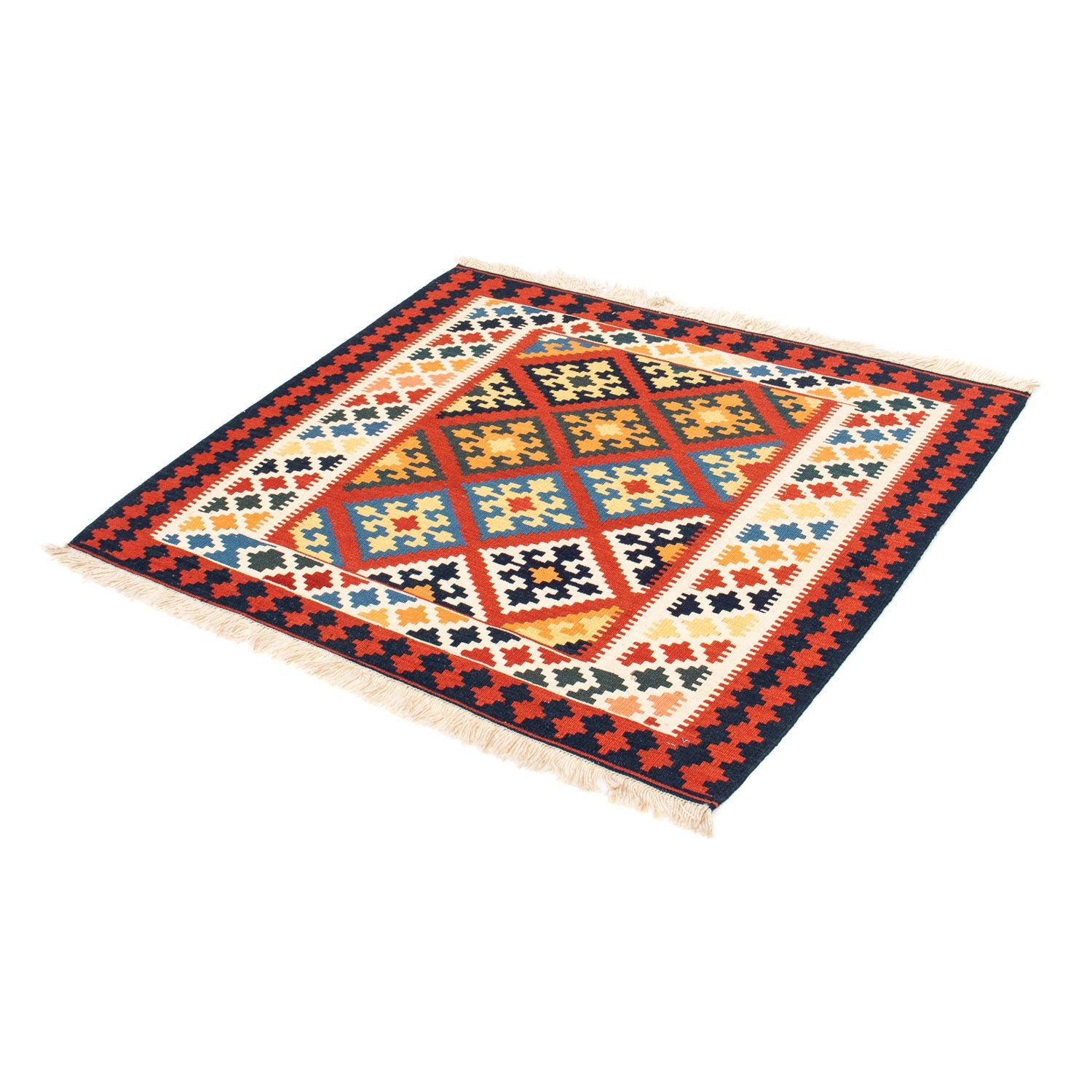 Tappeto Kelim - Orientale quadrato  - 101 x 93 cm - rosso scuro