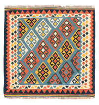 Tappeto Kelim - Orientale quadrato  - 100 x 98 cm - blu chiaro