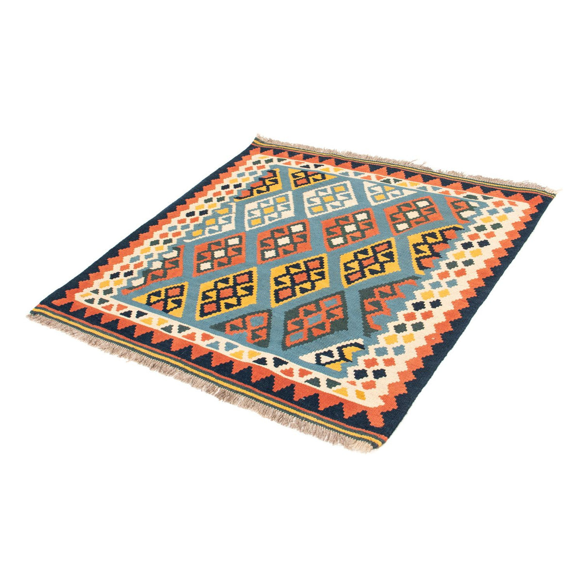 Tappeto Kelim - Orientale quadrato  - 100 x 98 cm - blu chiaro