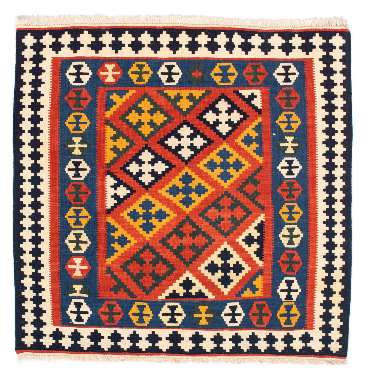 Tappeto Kelim - Orientale quadrato  - 107 x 105 cm - rosso