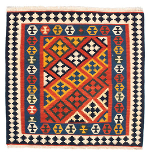 Tappeto Kelim - Orientale quadrato  - 107 x 105 cm - rosso