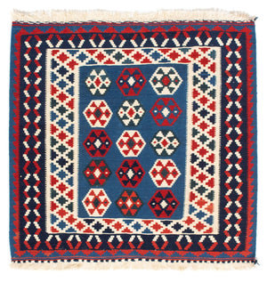 Tappeto Kelim - Orientale quadrato  - 102 x 100 cm - blu