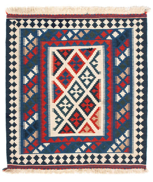 Tappeto Kelim - Orientale quadrato  - 108 x 103 cm - blu