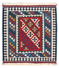 Tappeto Kelim - Orientale quadrato  - 104 x 98 cm - blu