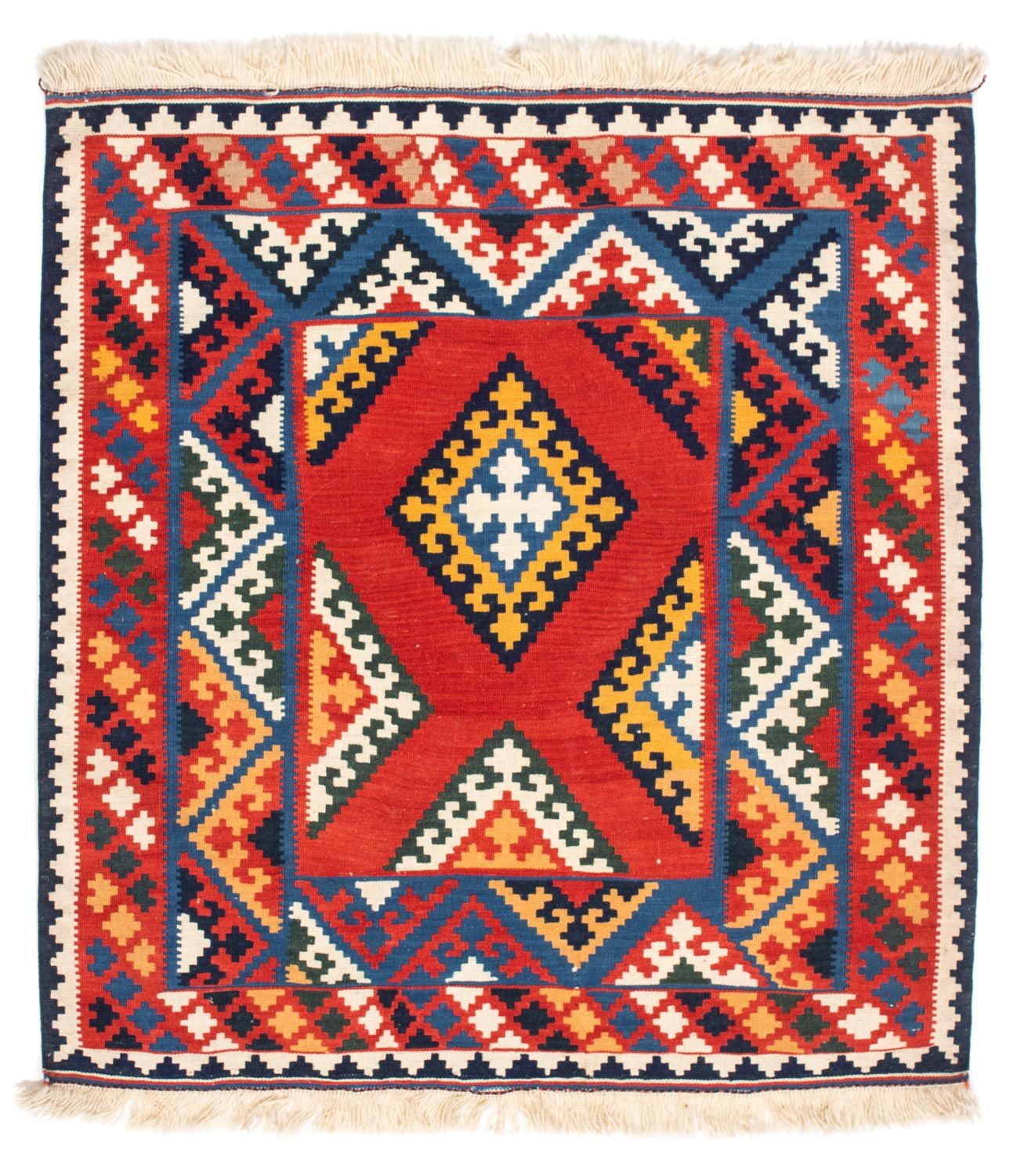 Tappeto Kelim - Orientale quadrato  - 113 x 110 cm - rosso