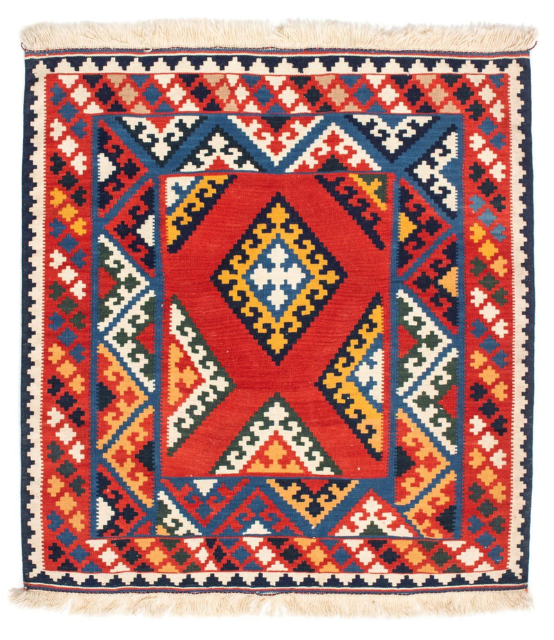 Tappeto Kelim - Orientale quadrato  - 113 x 110 cm - rosso