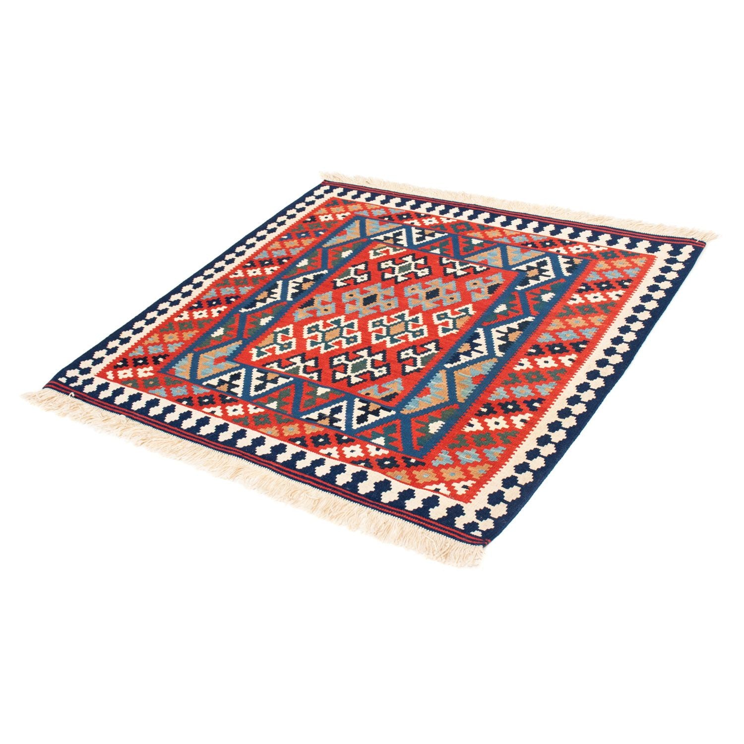 Tappeto Kelim - Orientale quadrato  - 108 x 101 cm - rosso