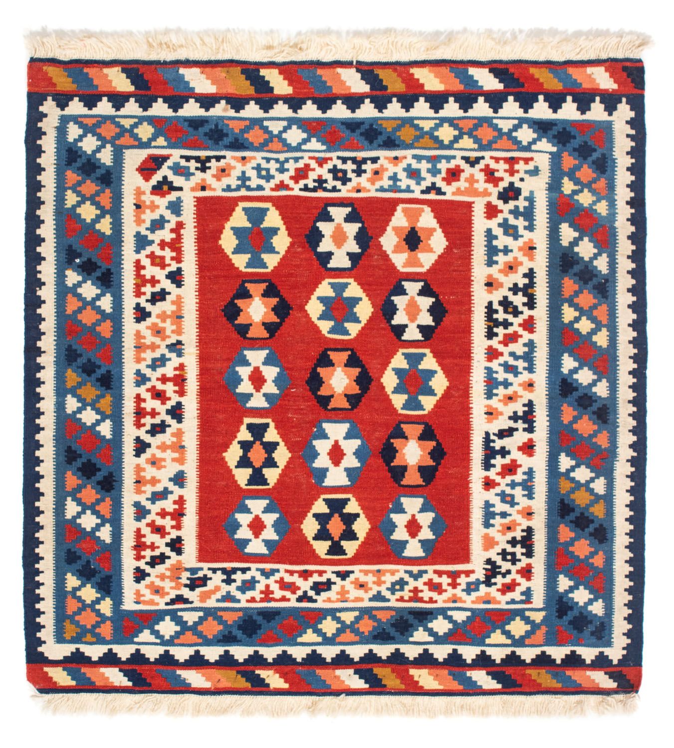 Tappeto Kelim - Orientale quadrato  - 110 x 105 cm - blu