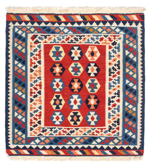 Tappeto Kelim - Orientale quadrato  - 110 x 105 cm - blu