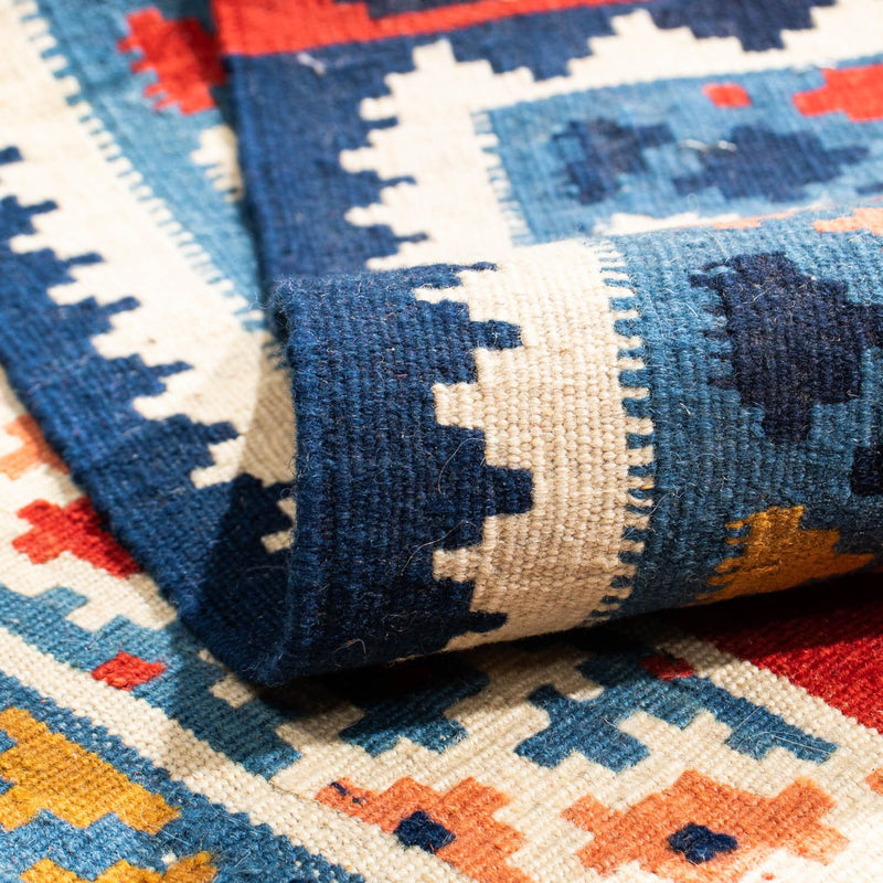 Tappeto Kelim - Orientale quadrato  - 110 x 105 cm - blu