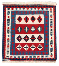 Tappeto Kelim - Orientale quadrato  - 106 x 103 cm - blu