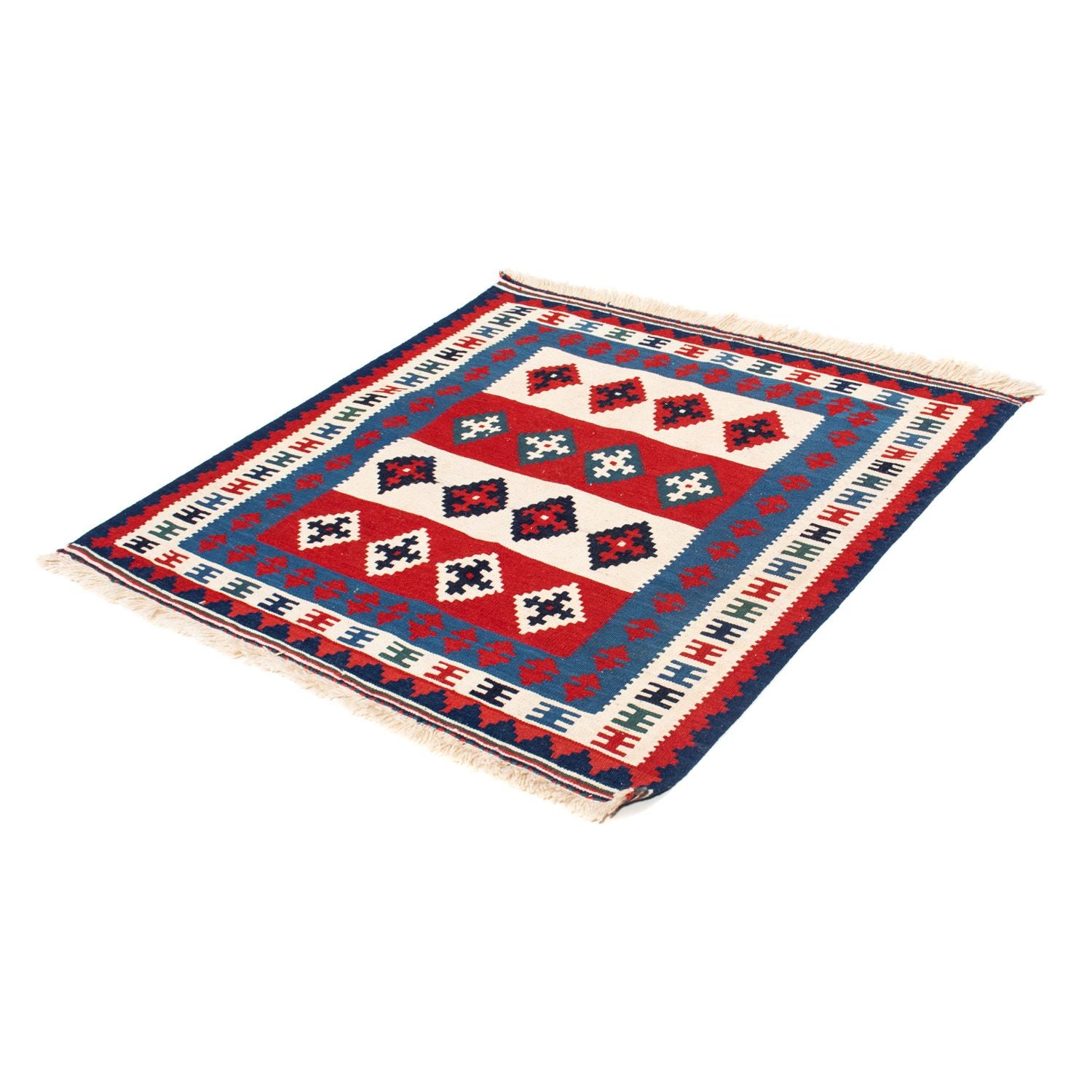 Tappeto Kelim - Orientale quadrato  - 106 x 103 cm - blu